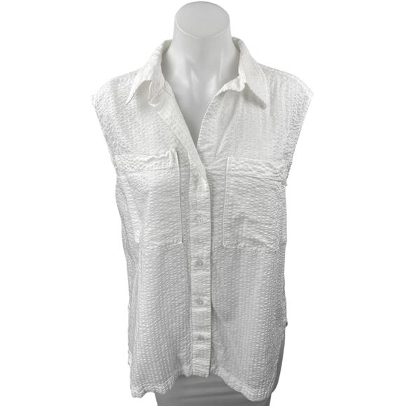 Banana Republic Women's White Sleeveless Textured Button Up Shirt Top Size S - Picture 1 of 4